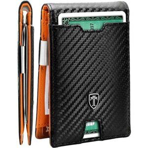 Men's Slim Wallet with Money Clip AUSTIN RFID Blocking Bifold Credit Card Holder